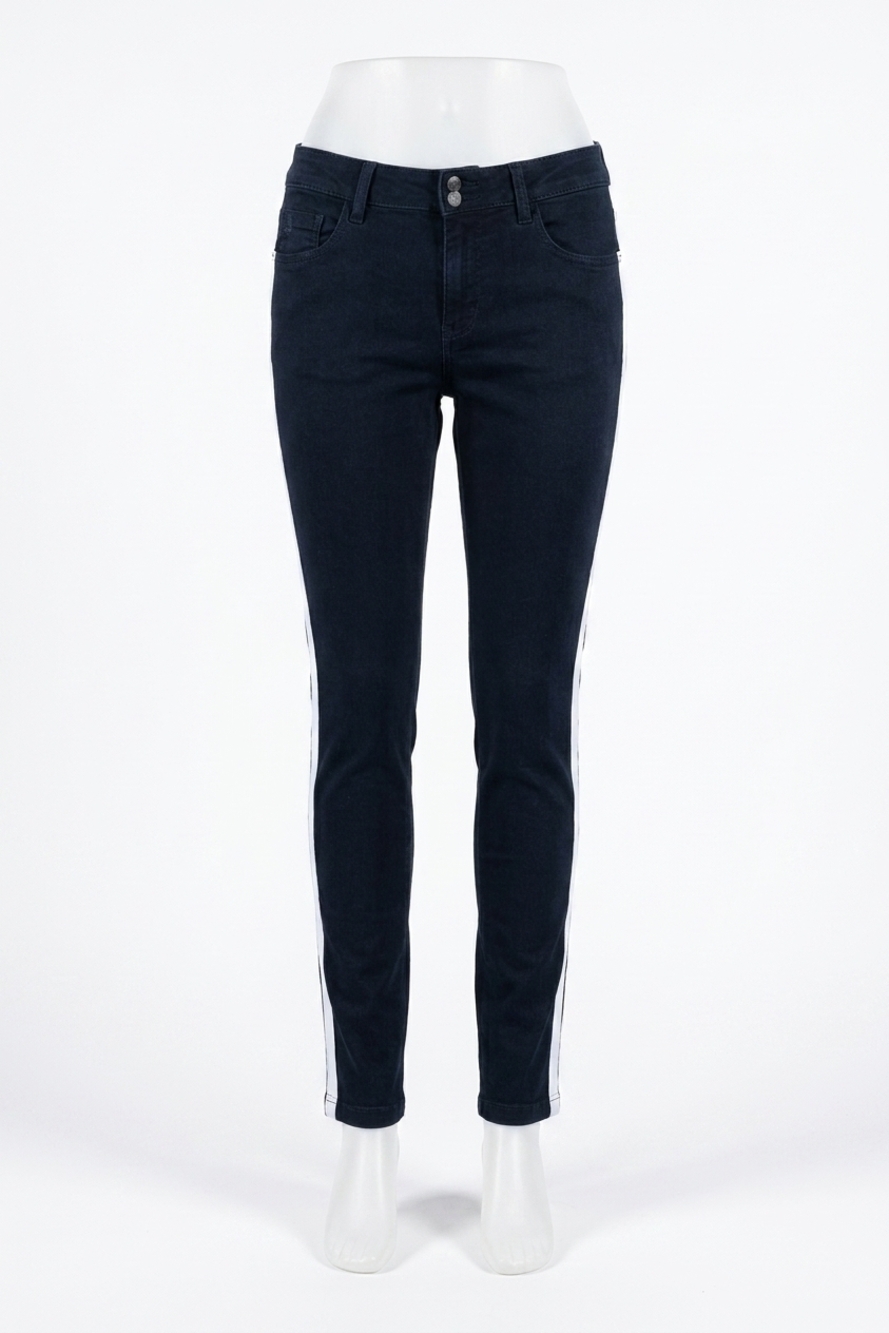 NEW ANATOMIE luisa skinny jean pants with stripe in black/white
